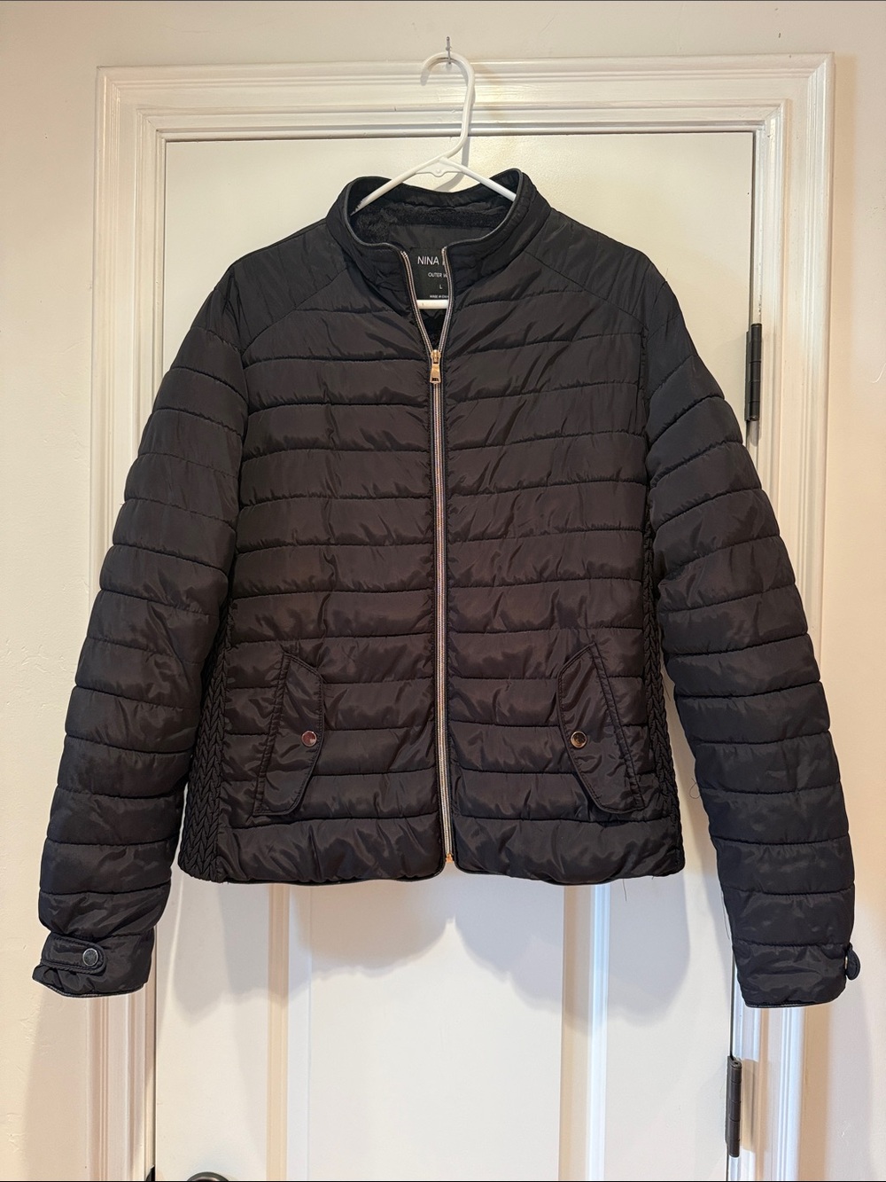 Nina Rossi Black Quilted Puffer Jacket Women’s Large Cozy